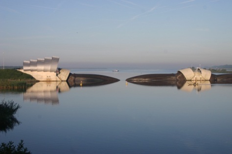 Inflatable storm surge barrier in Ramspol, The Netherlands