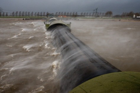 Inflatable storm surge barrier in Ramspol, The Netherlands